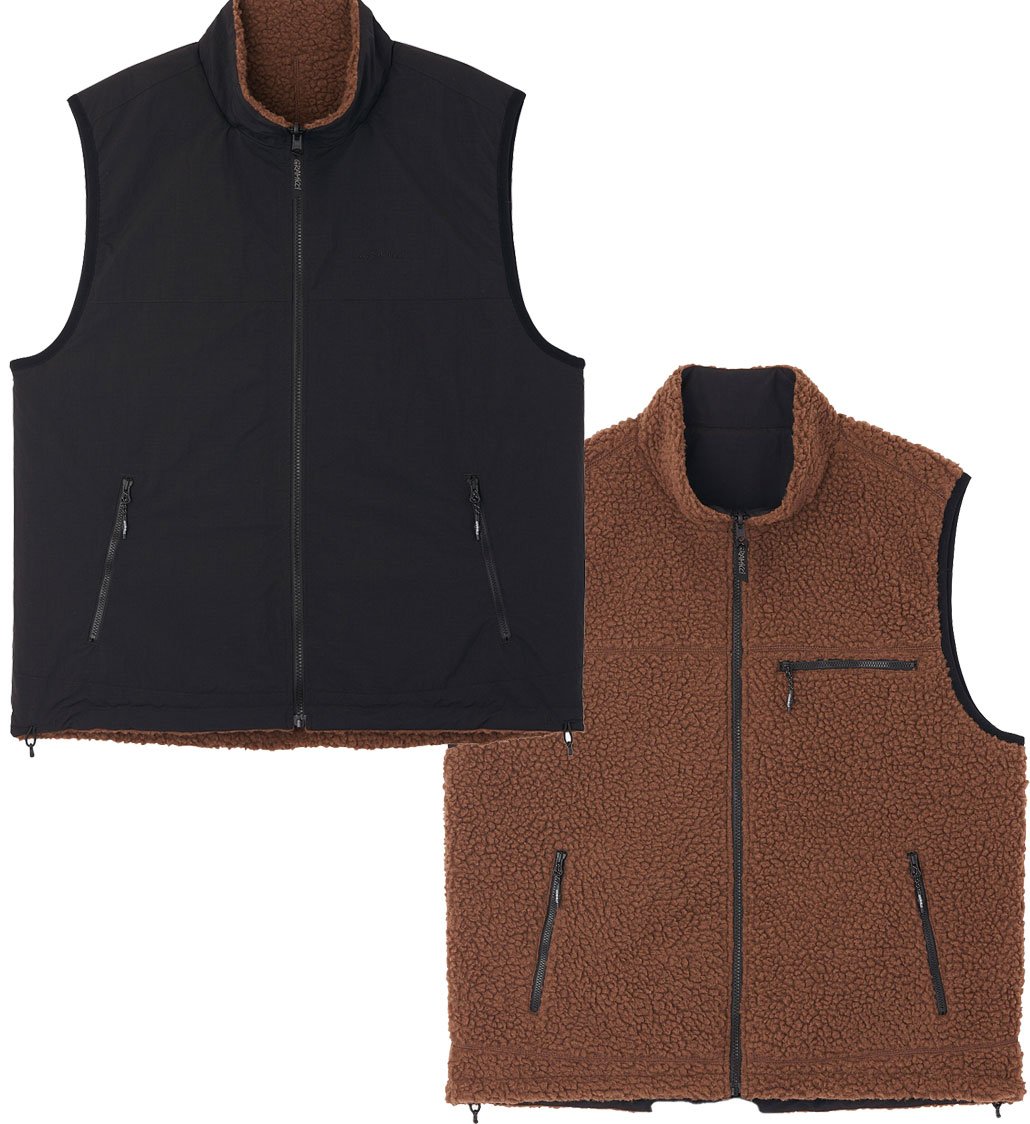 Reversible Sherpa Vest Dark Brown/Black + Gramicci