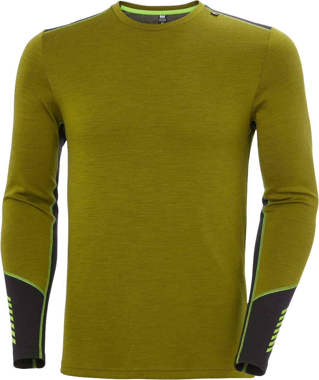Lifa Merino Midweight Crew Olive Green + Helly-Hansen