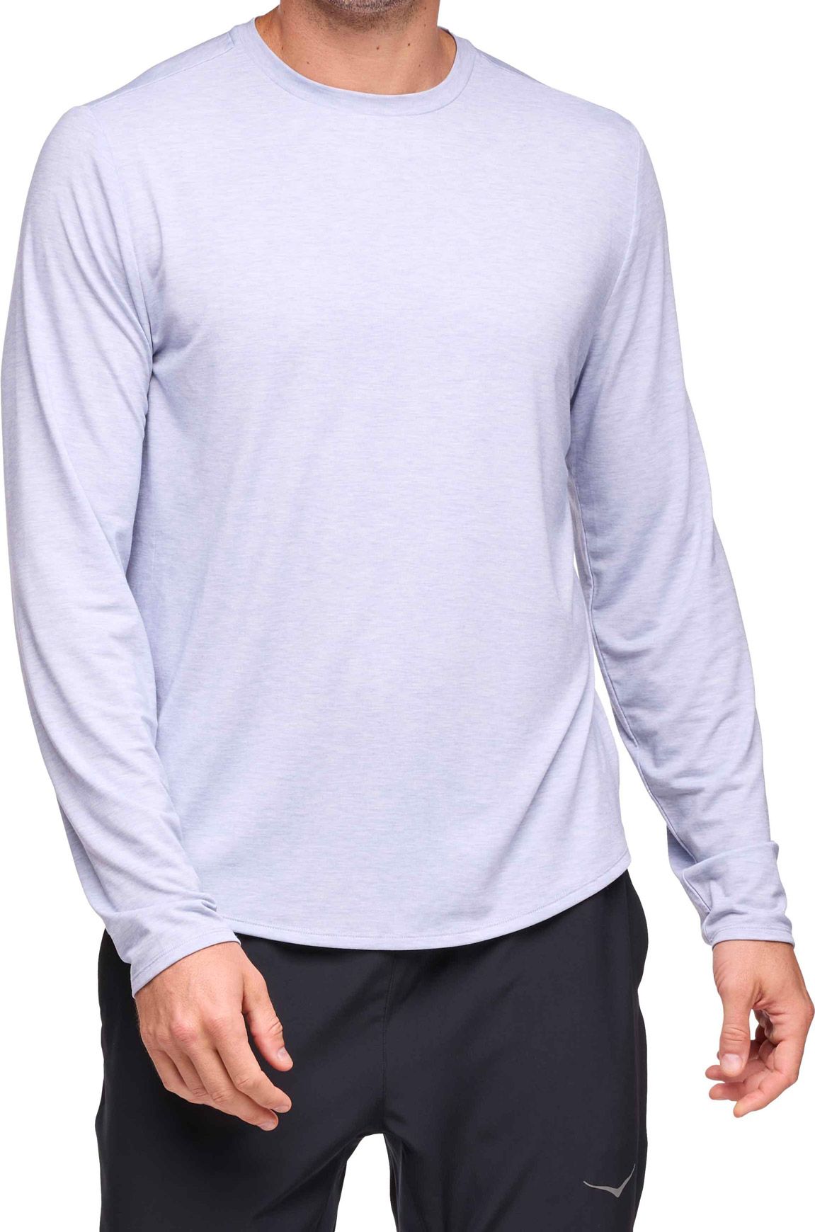 M Hoka Essential Long Sleeve Tee Gull Htr + Hoka One One