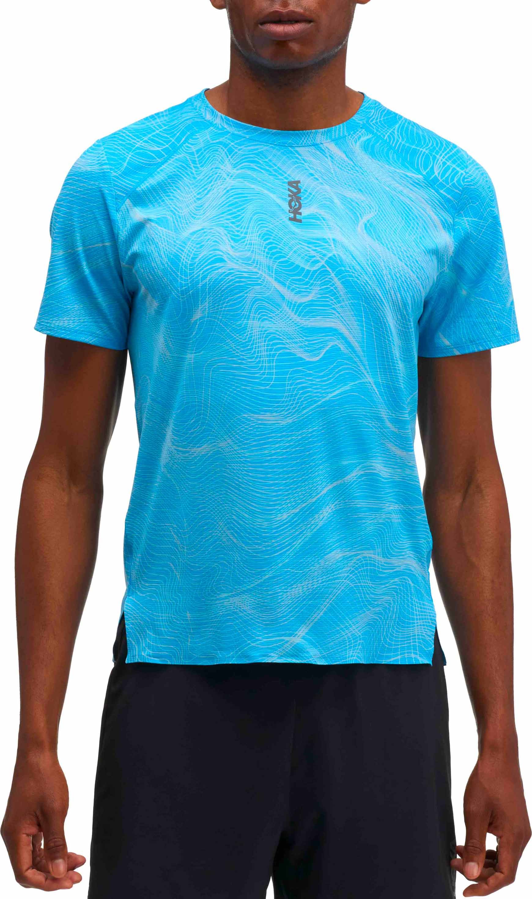 M Everyrun Short Sleeve Clf Prt Mineral Blue Prt + Hoka One One