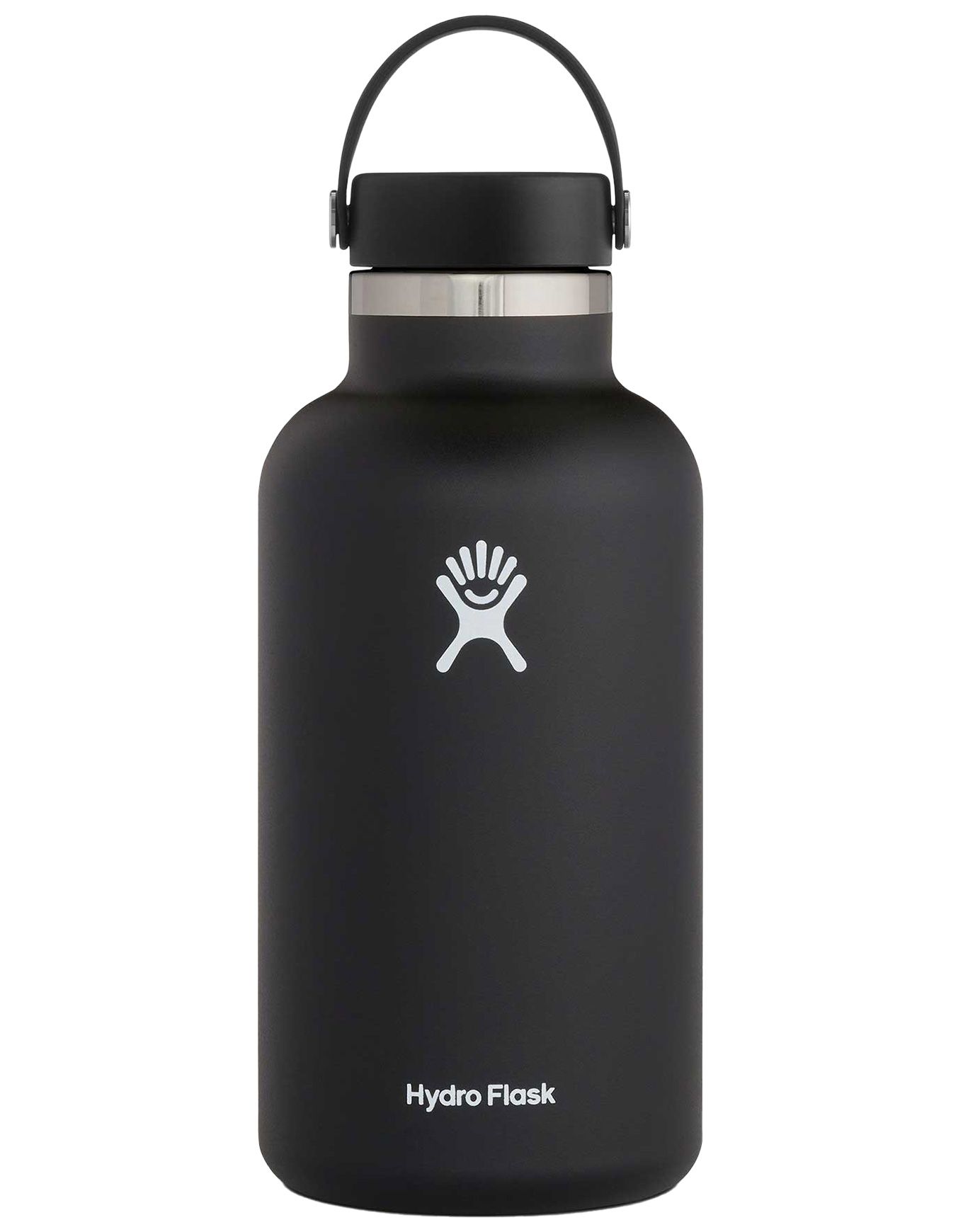 64 Oz Wide Mouth With Flex Cap Black 2.0 + Hydro flask