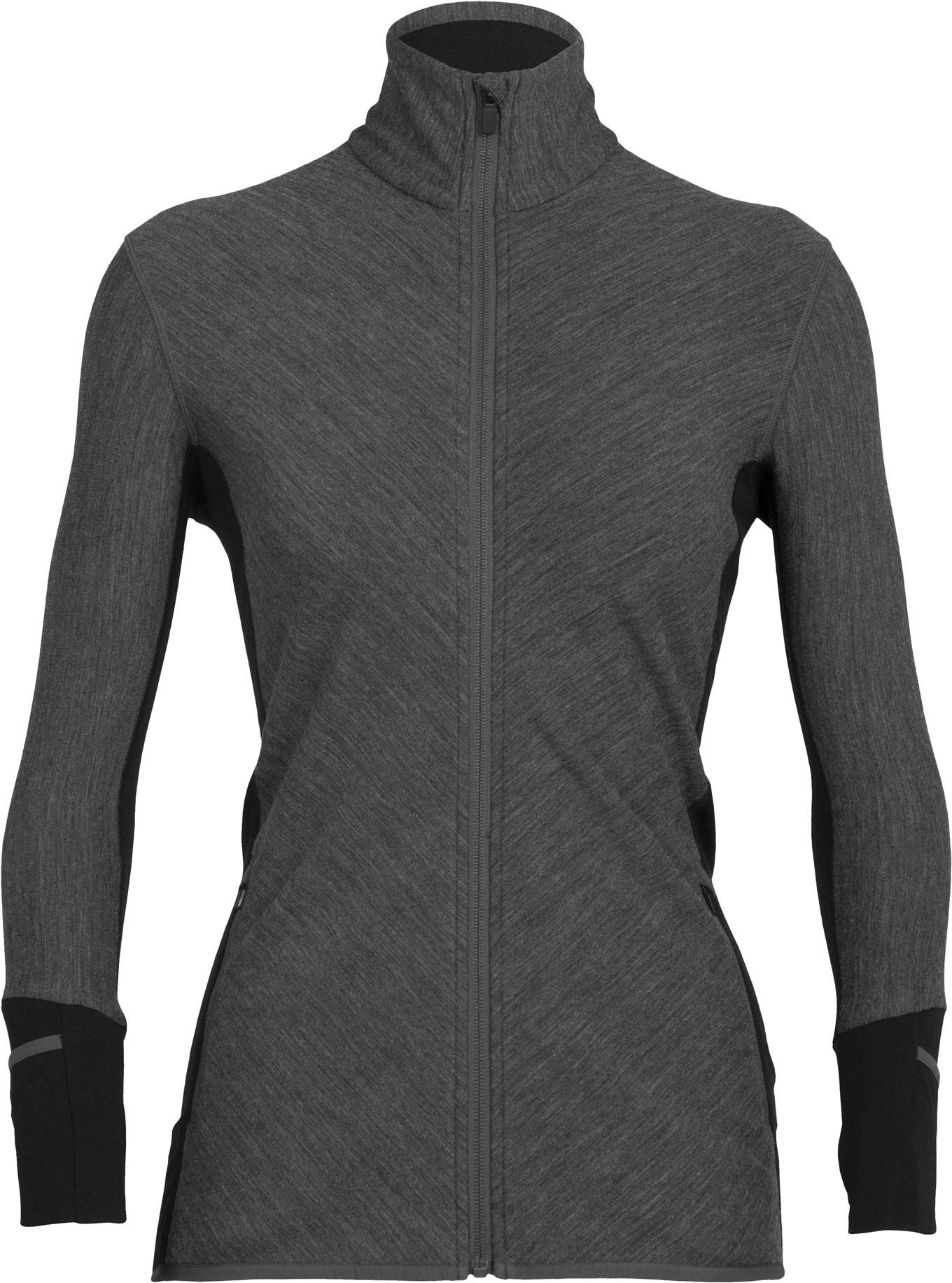 W Merino Descender LS Zip Jet Heather/Black + Icebreaker