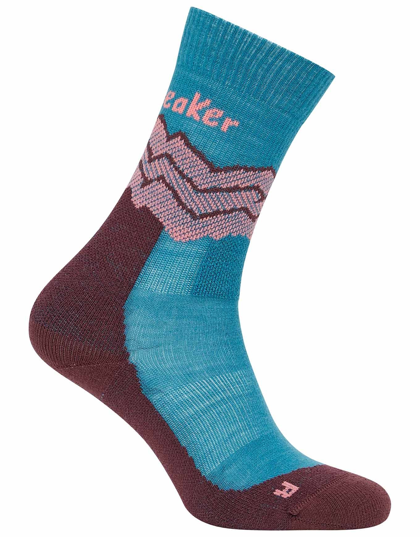 W Merino Hike+ Medium Crew Across the Peaks Topaz/Java/Acid Pink + Icebreaker