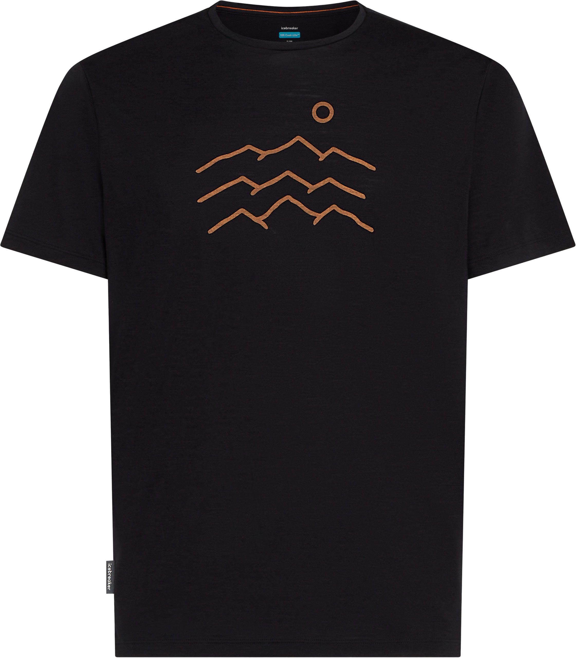 M Merino Blend 125 Cool-Lite Sphere SS Tee Across the Peaks Black + Icebreaker