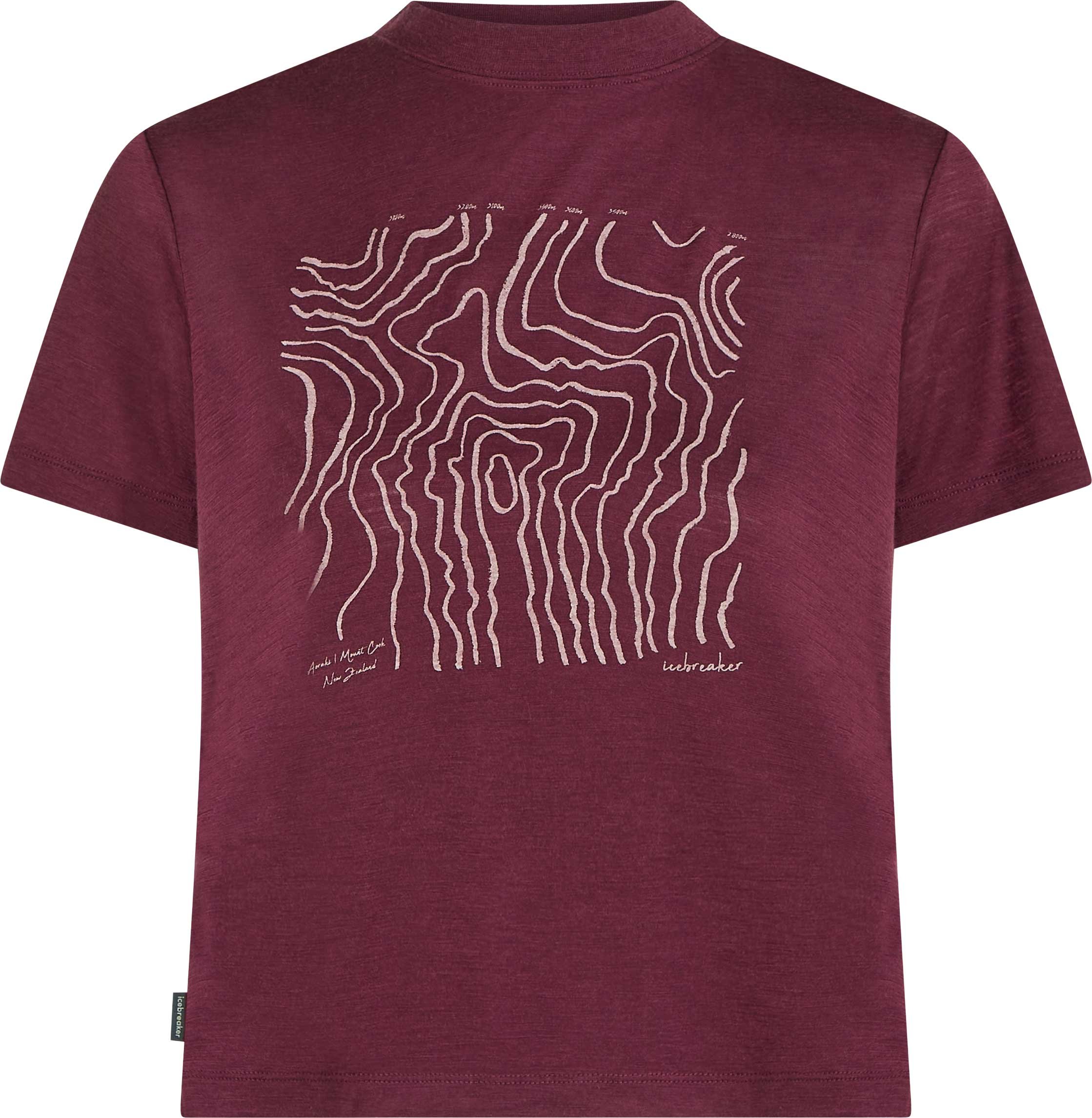 W Merino 150 Tech Lite SS Crop Tee Great Heights Dk Berry + Icebreaker