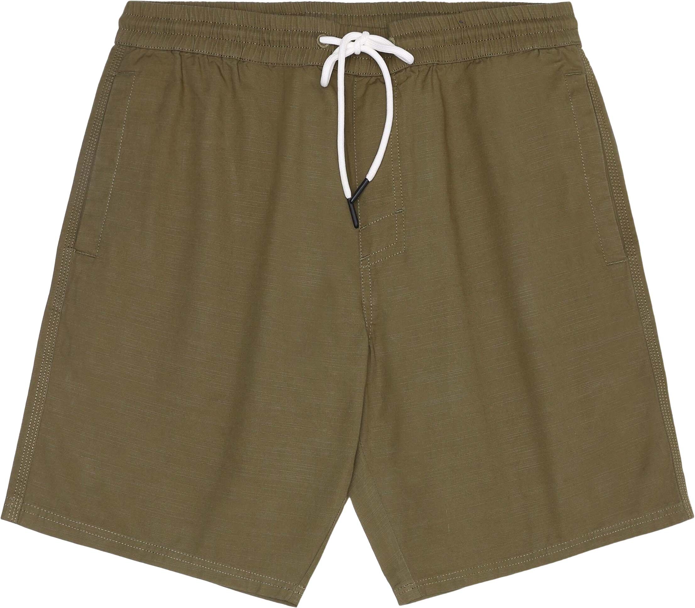Boardwalk Slub Shorts With Elastic Waist Burned Olive + Knowledge Cotton Apparel