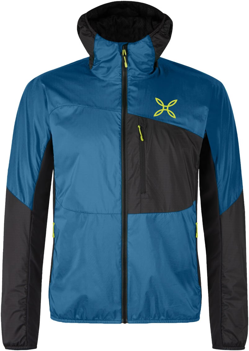 Traccia Octa Hooded Jacket Steel Blue/Sunny Lime + Montura