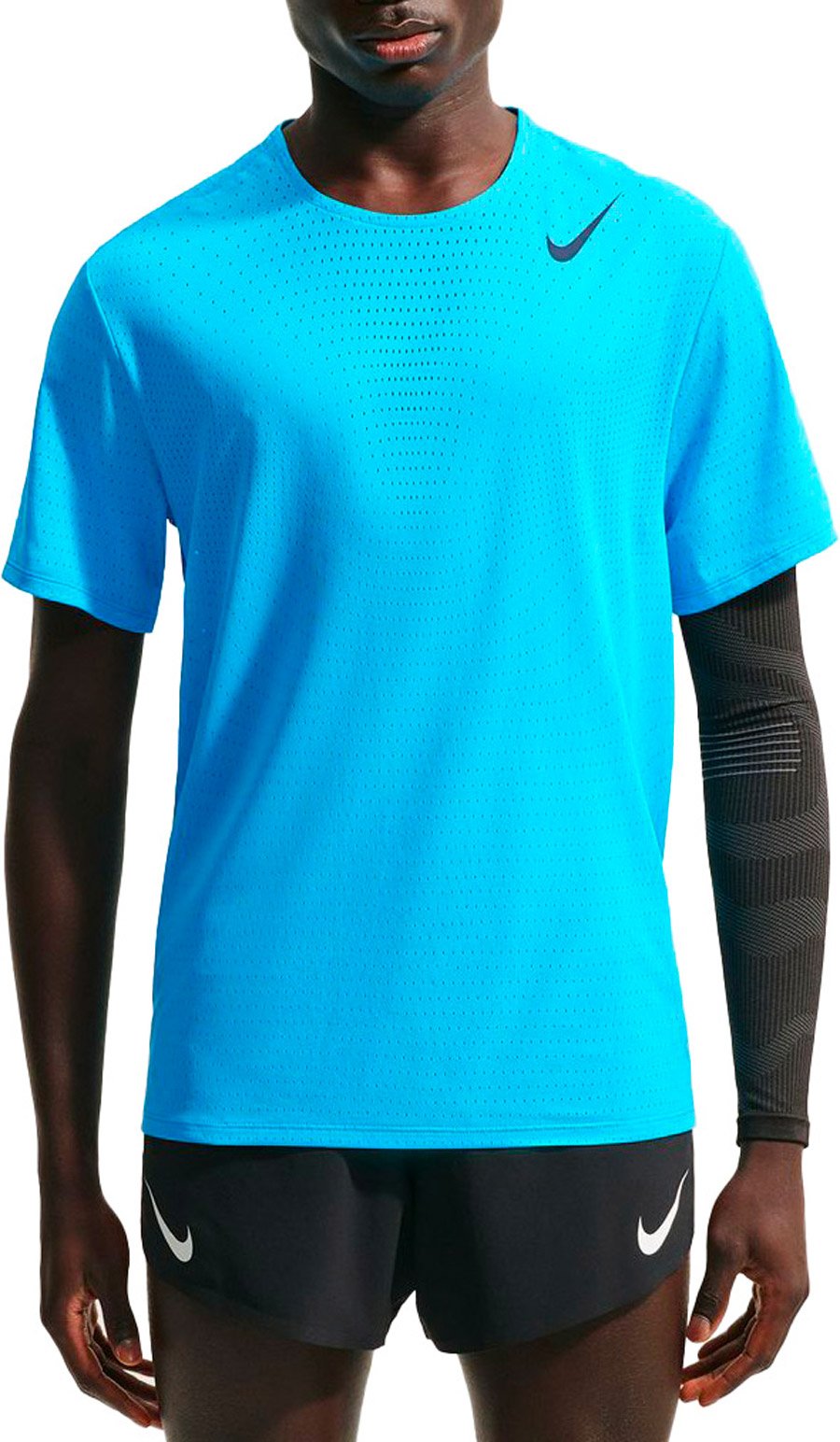 M Nike Dri-Fit ADV Aeroswift SS Top Lt Current Blue Black + Nike Running