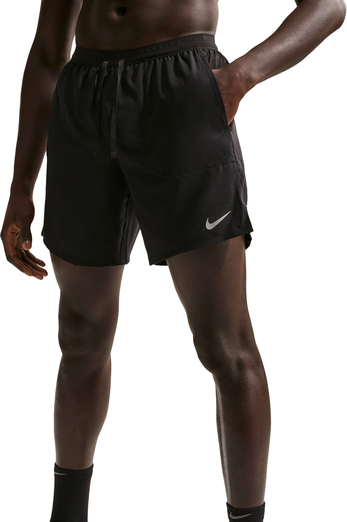 M Nike Stride 2In1 7In Short Black Reflective Silver + Nike Running
