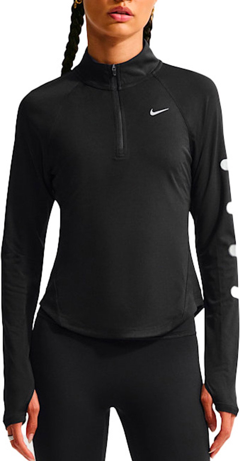 W Nike Tempo Flash LS Tee Black/Reflective Silver + Nike Running