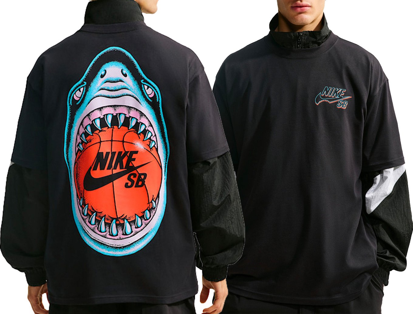 M Nike SB Tee Lse Sharkbite Black + Nike SB