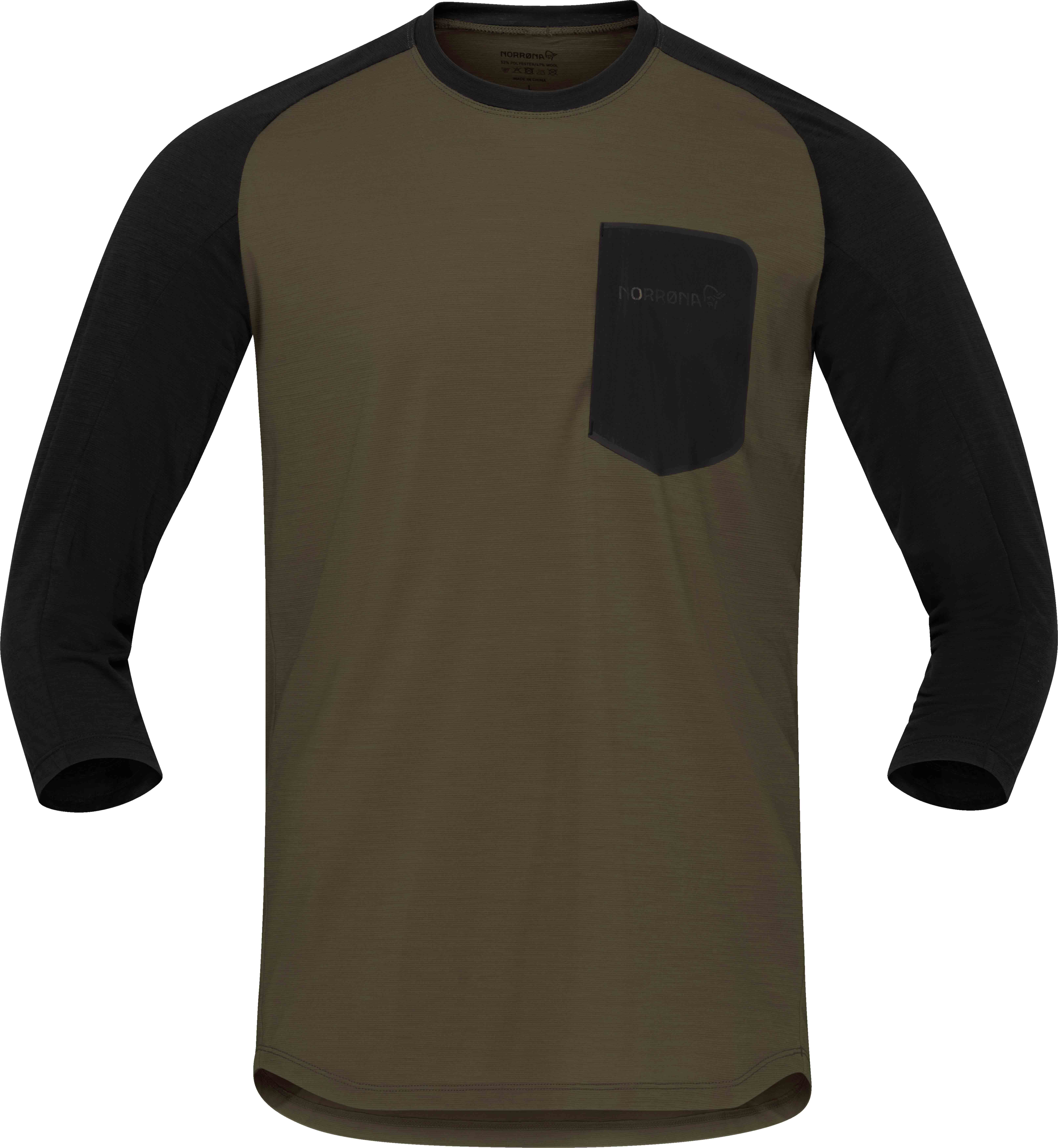 Skibotn Equaliser Merino 3/4 T-Shirt M Olive Night Caviar Black + Norrona