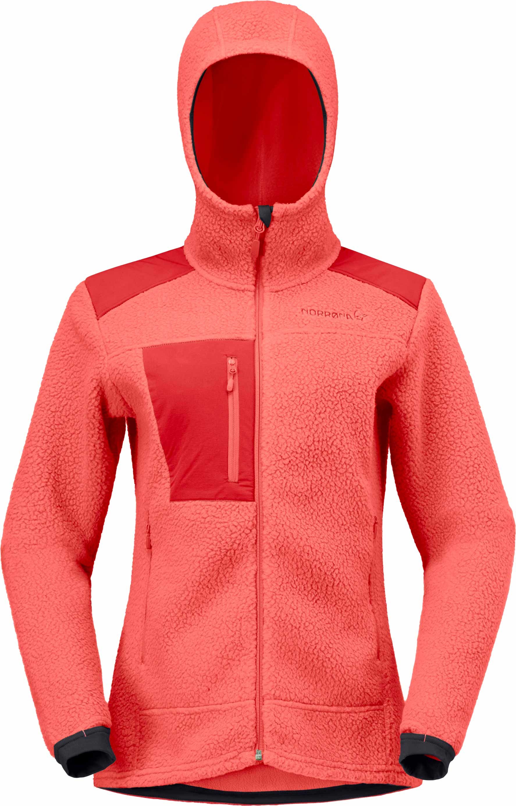 Trollveggen Warm3 Zip Hood W Deep Sea Coral Baked Apple + Norrona
