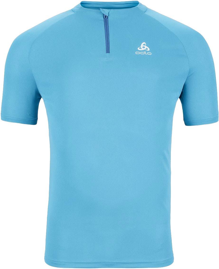 T-Shirt Crew Neck S/S 1/2 Zip Essential Saxony Blue + Odlo