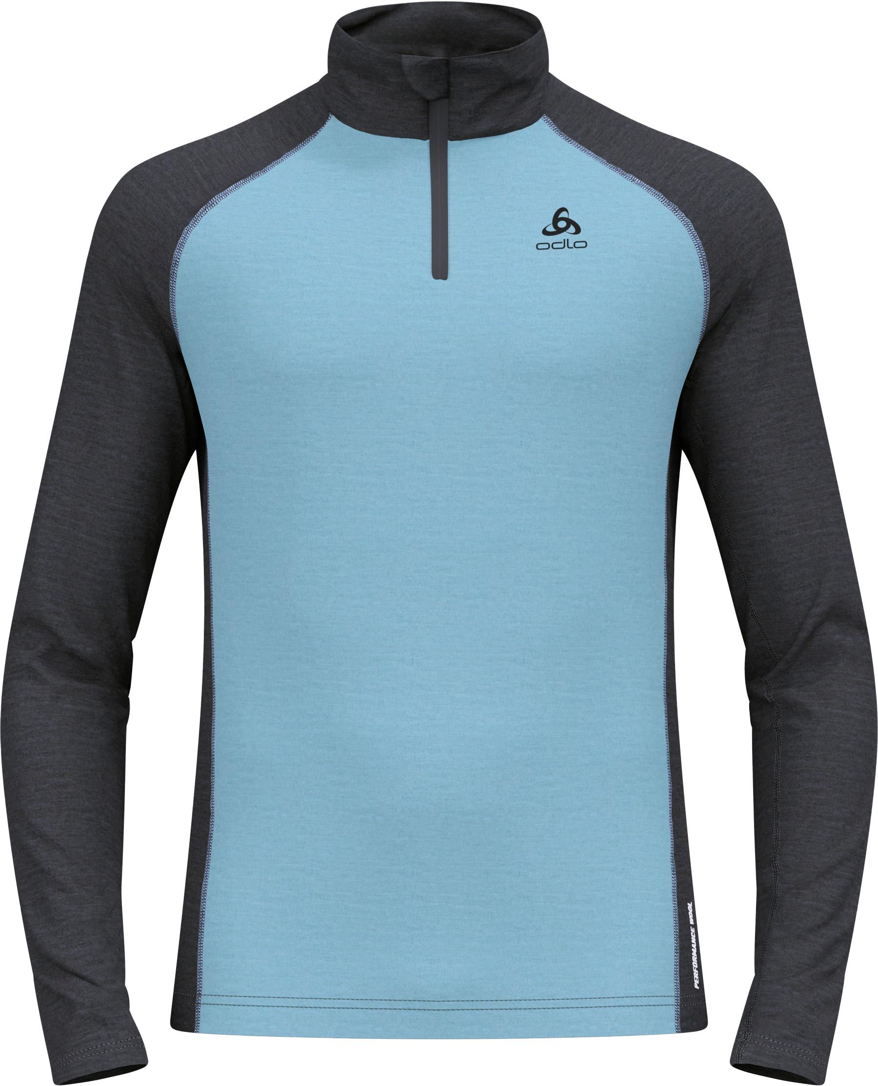BL Top LS Half Zip Natural Performance PW 150 Blue Dark Grey + Odlo