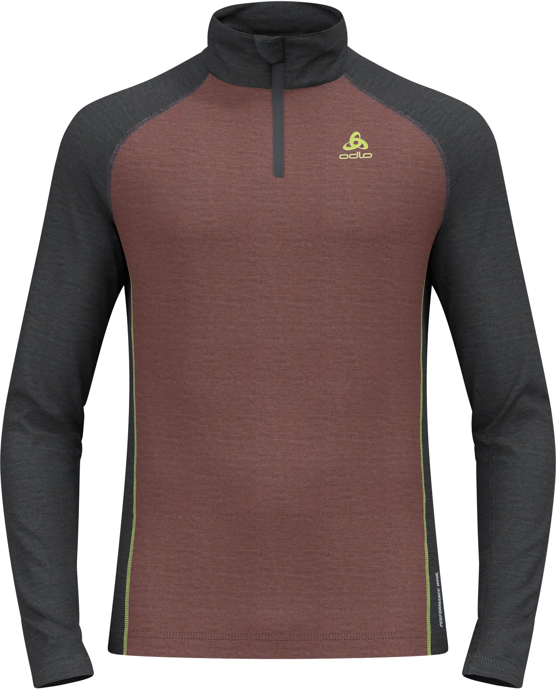 BL Top LS Half Zip Natural Performance Pw 150 Fudge Dark Grey + Odlo