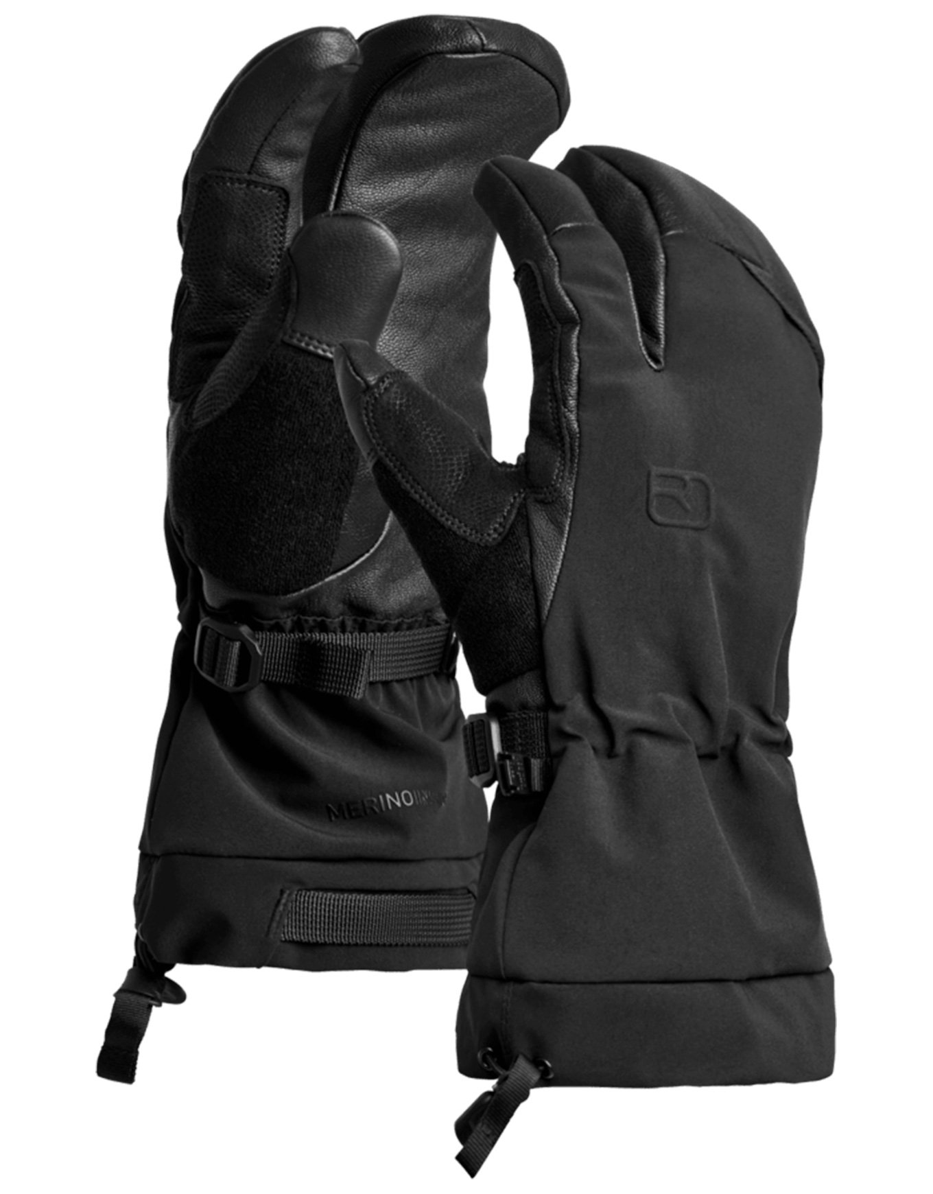 Merino Freeride 3 Finger Glove M Black Raven + Ortovox