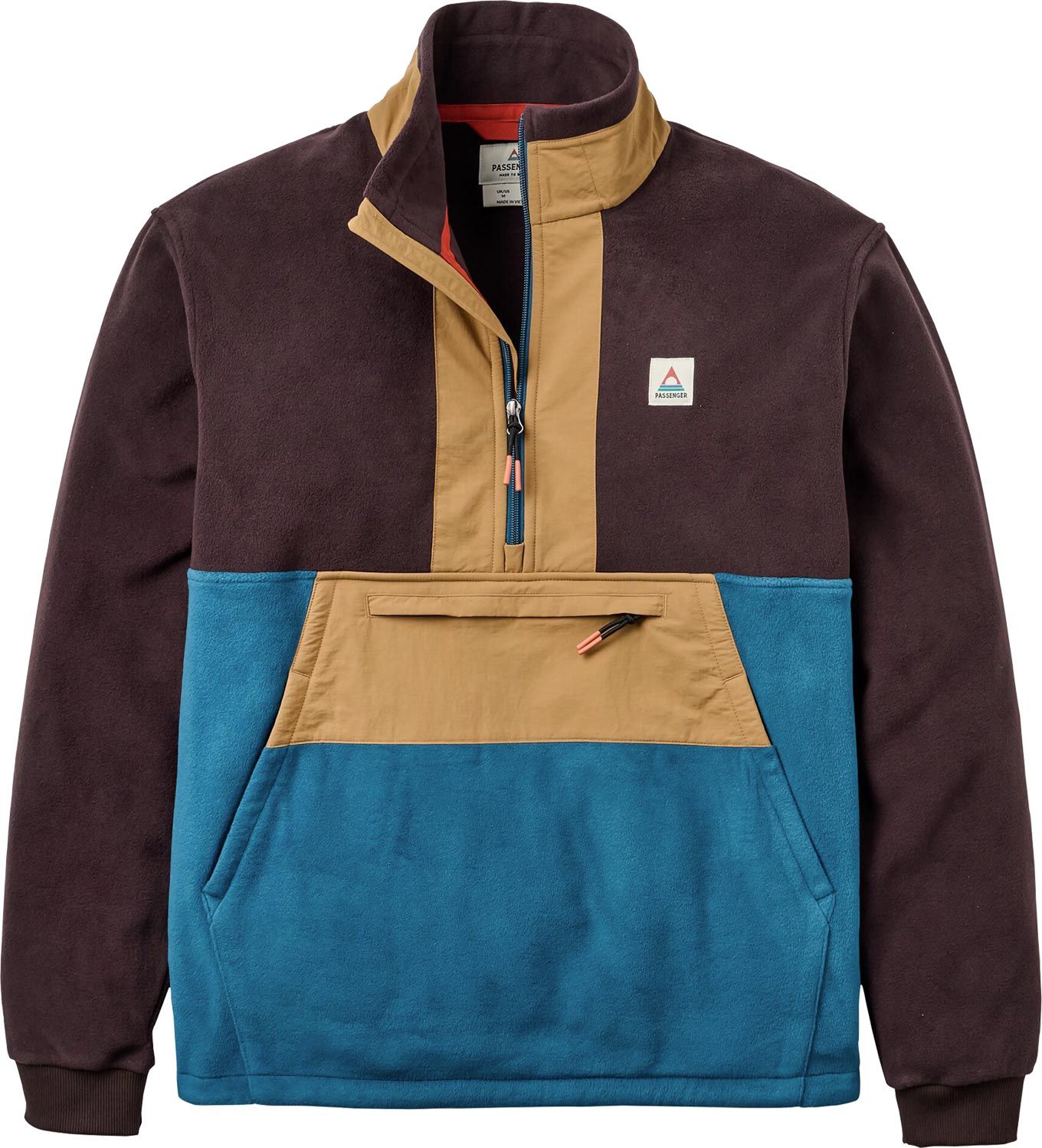 Woodland Hoodless 2.0 1/2 Zip Recycled Polar Fleece Espresso Tidal Blue  + Passenger