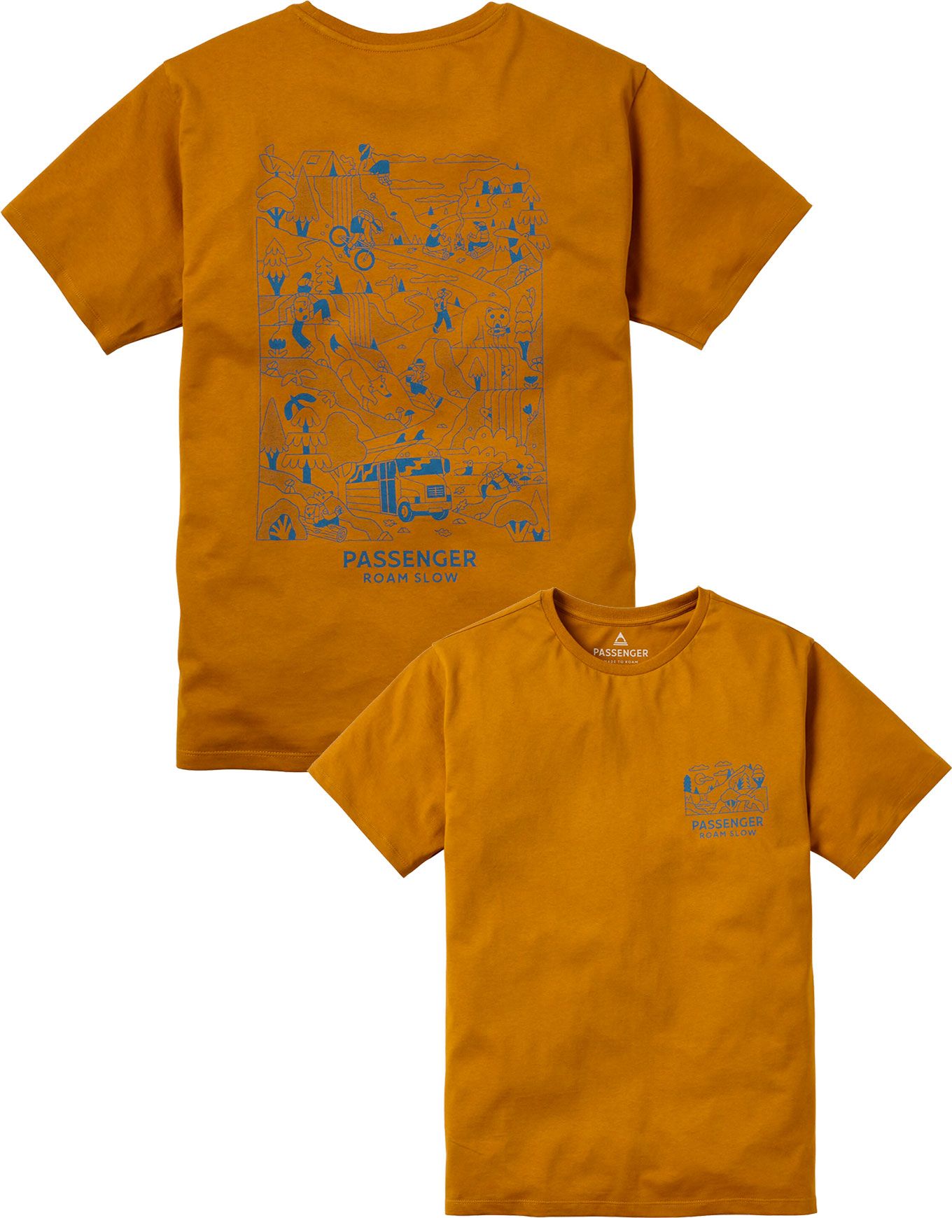Roam Slow Men's Recycled Cotton T-Shirt Retro Orange + Passenger