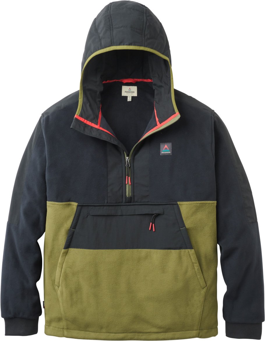 Woodland Hooded 1/2 Zip Polartec® Fleece Black Khaki + Passenger