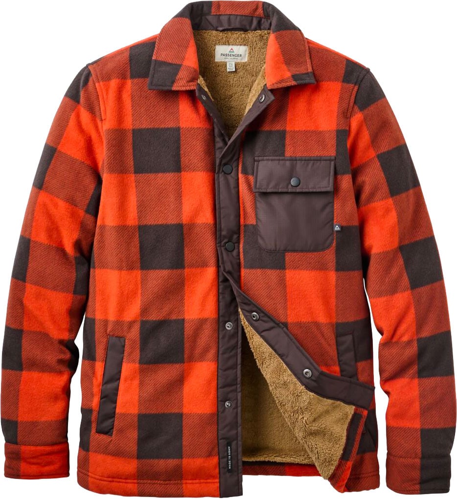 Firelight Sherpa Lined Overshirt Dark Rust Buffalo Check + Passenger