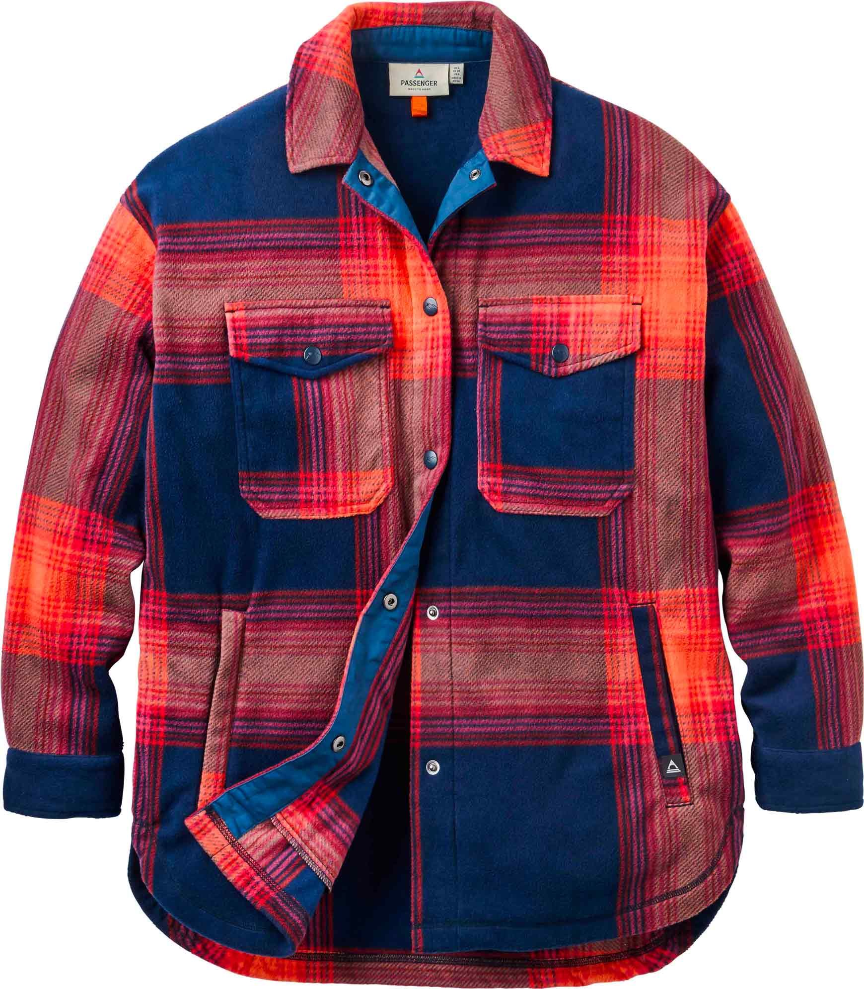 East Polar Fleece Shirt W Rich Navy Red Ochre Check + Passenger
