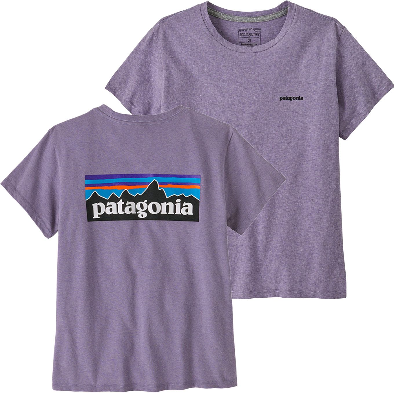 W's P-6 Logo Responsibili-Tee Concrete Purple + Patagonia