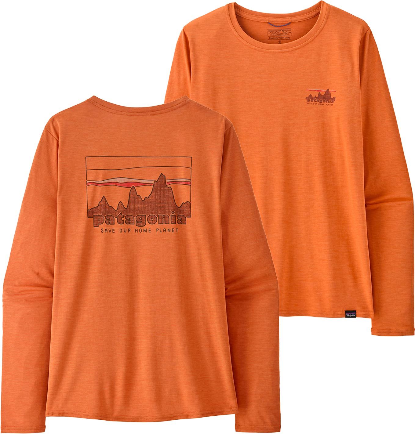 W's L/S Cap Cool Daily Graphic Shirt '73 Skyline: Rock Melon X-Dye + Patagonia