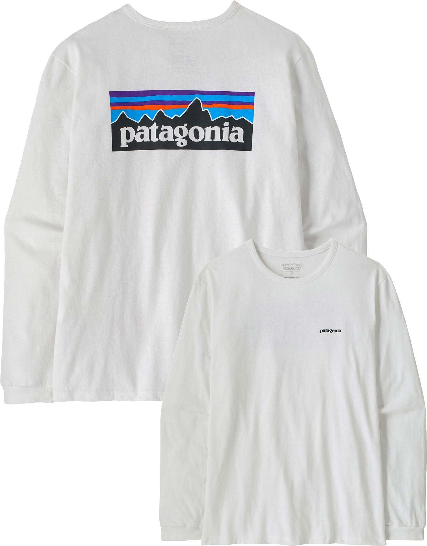W's L/S P-6 Logo Responsibili-Tee Fiber White + Patagonia