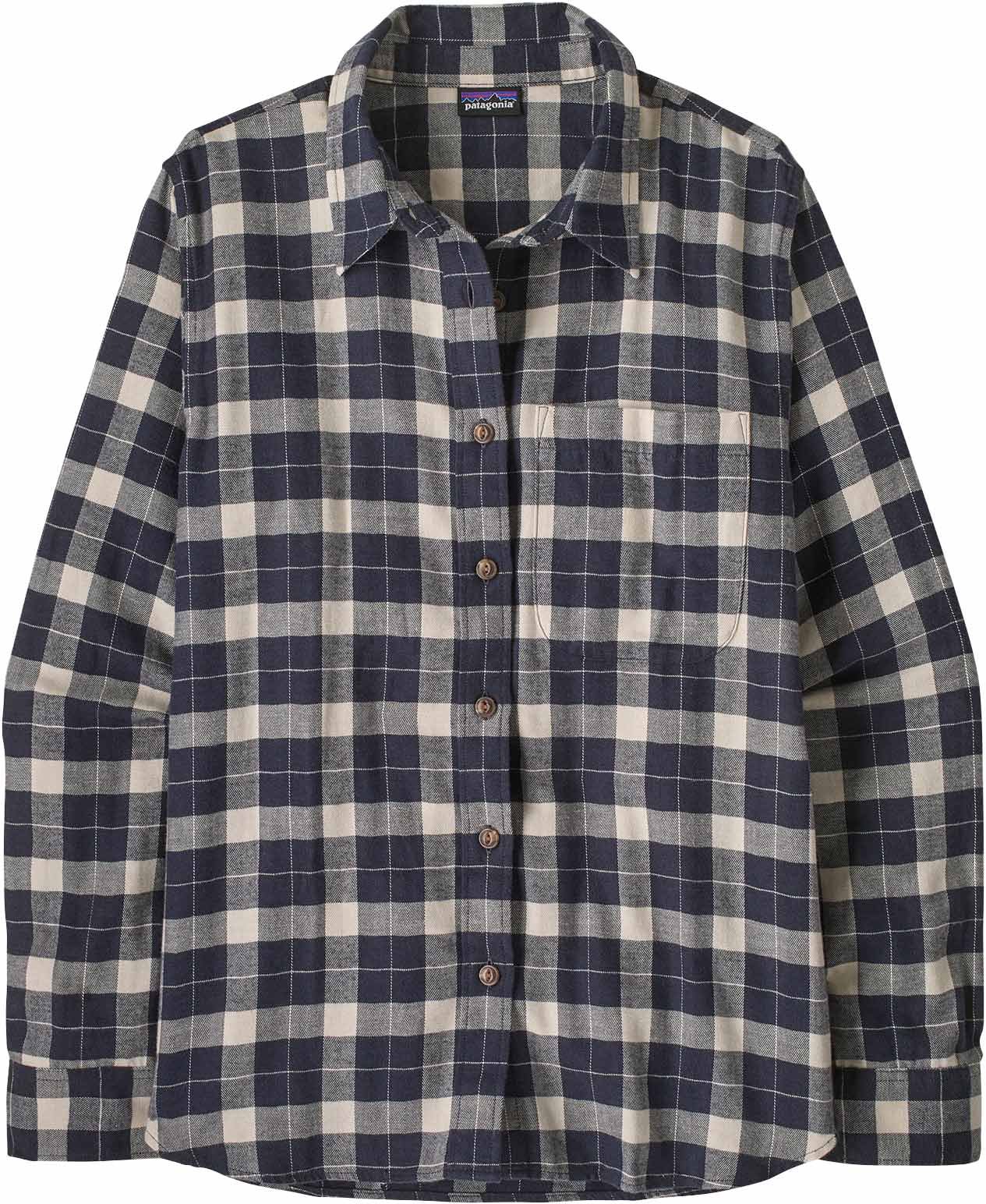 W's LW Fjord Flannel Shirt Evergreen Fjord Smolder Blue + Patagonia