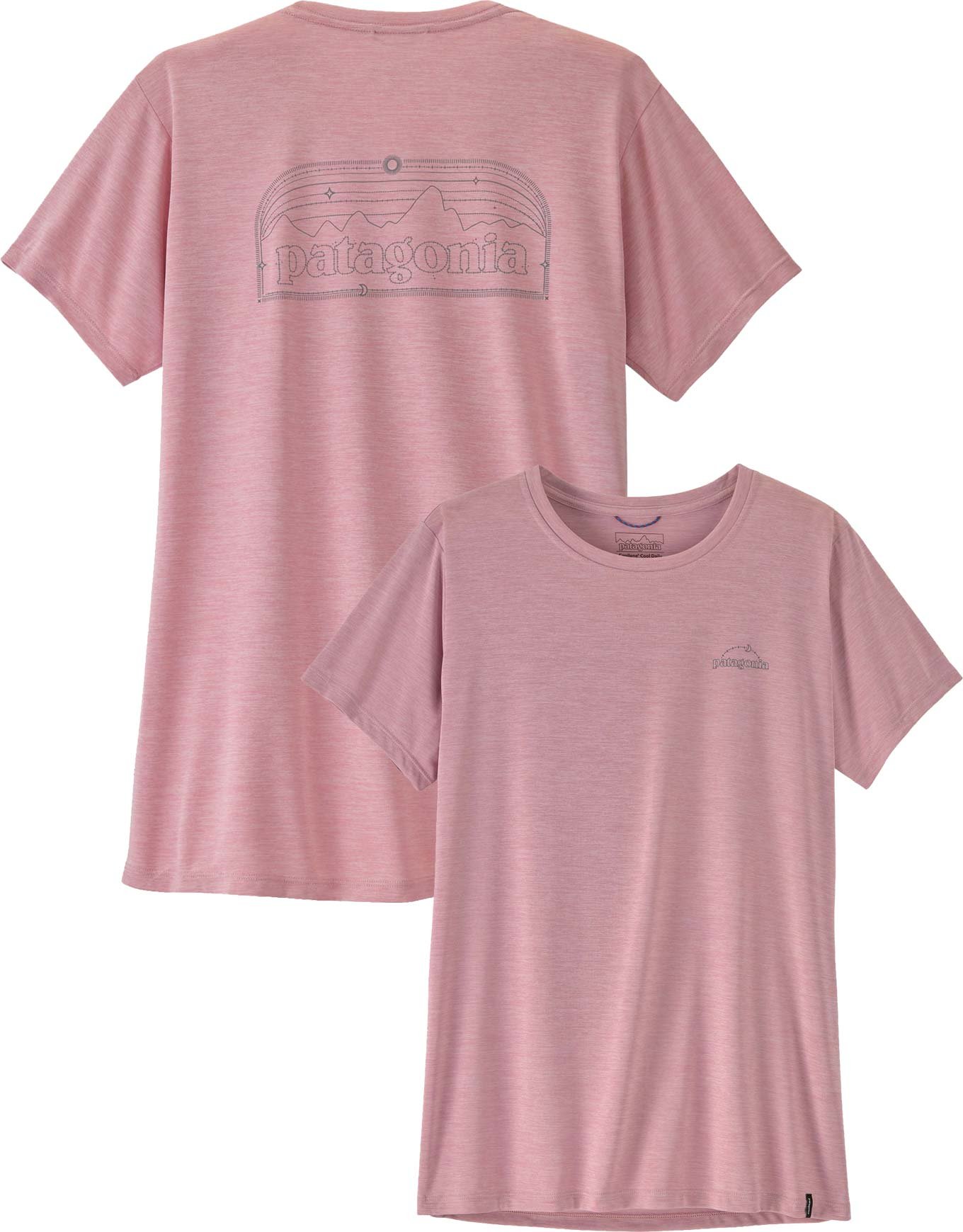 W's Cap Cool Daily Shirt - P-6 Cosmos Fuzzy Mauve Light X-Dye + Patagonia