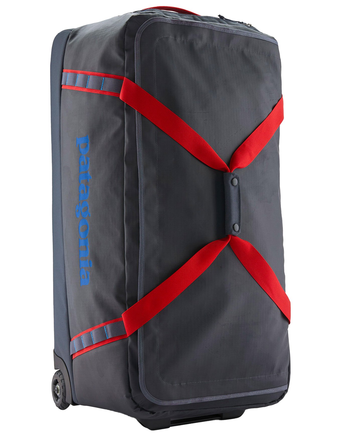 Black Hole Wheeled Duffel 100L Smolder Blue w/Amanita Red + Patagonia