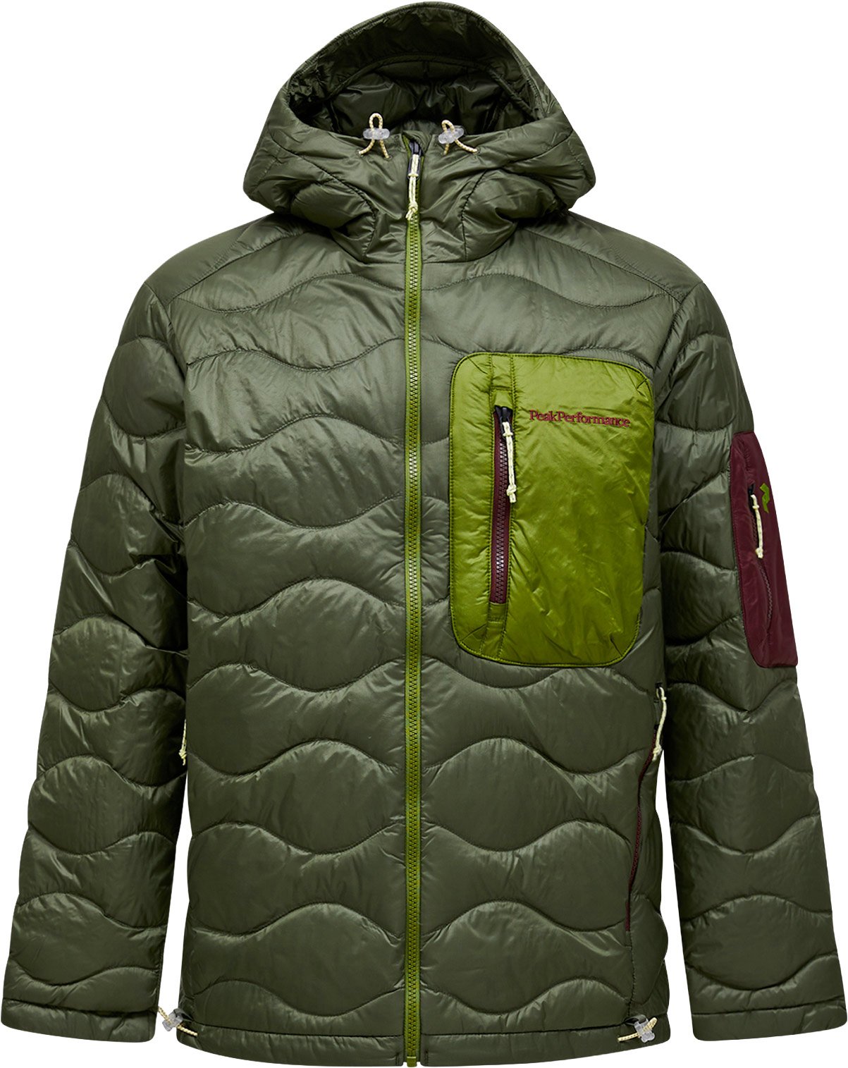 M Helium Utility Down Hood Pine Needle Mosswood + Peak Performance