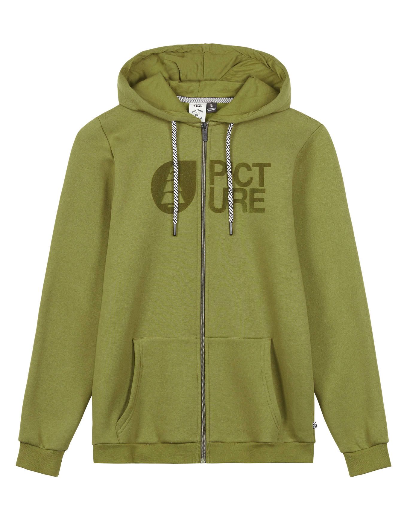 Basement Flock Zip Hoodie Army Green + Picture Organic Clothing