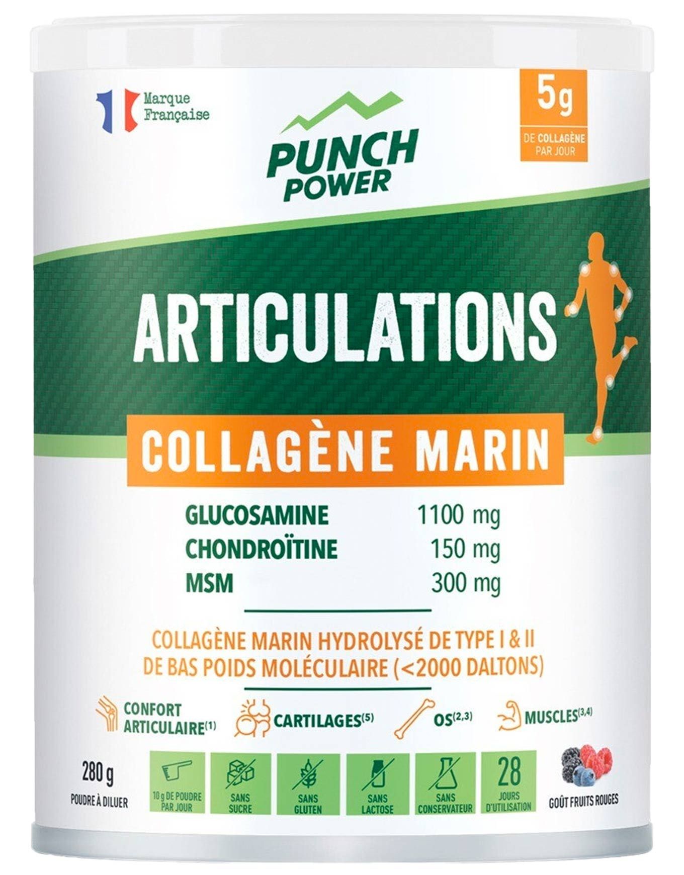 Articulations Collagene Marin Poudre 280g – Goût Fruits Des Bois + Punch Power