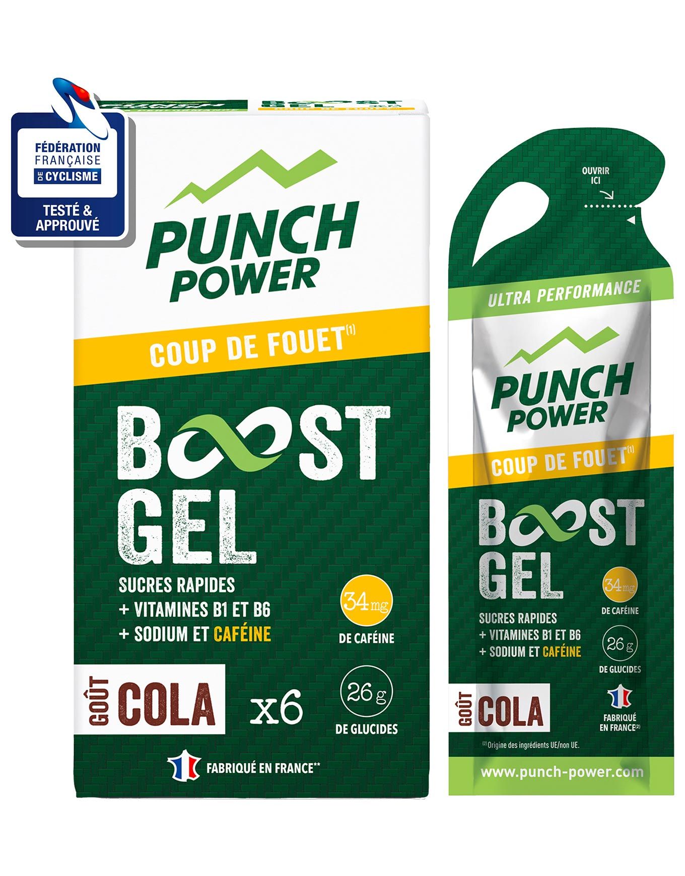 Boost Gel Coup de Fouet Caféine - Cola x6 + Punch Power