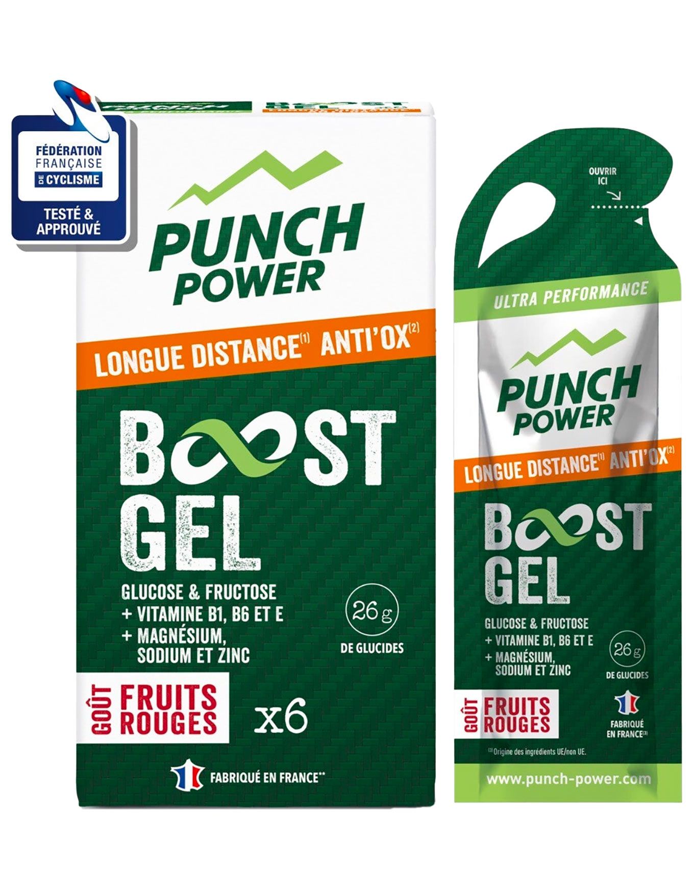 Boost Gel Longue Distance Antiox - Fruits Rouges x6 + Punch Power