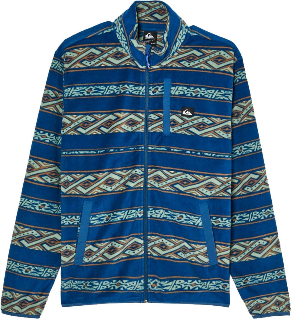 No Destination Full Zip Fleece Quik Life Stripe Dark Denim + Quiksilver