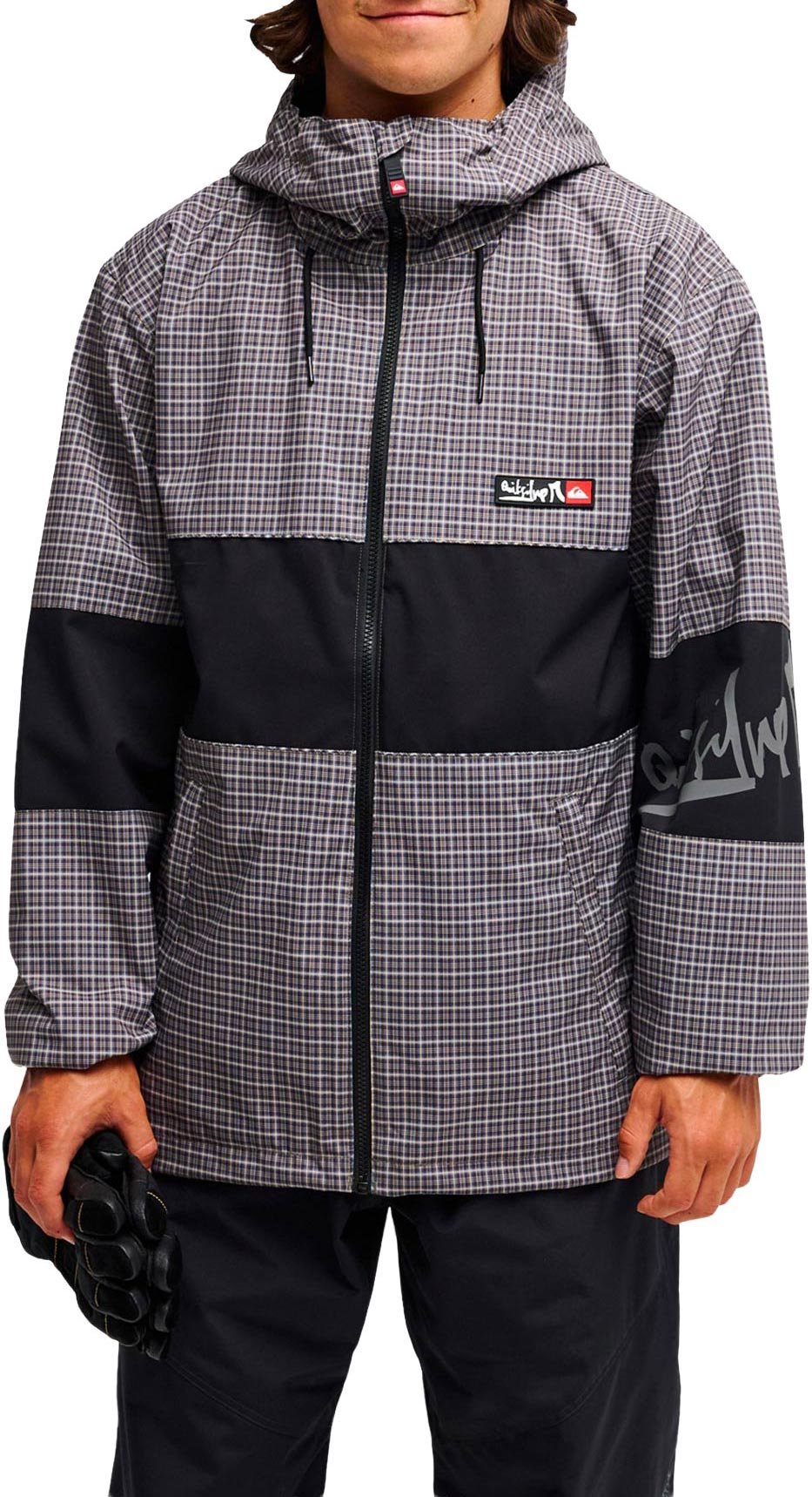 High In The Hood 10K Jacket YG Checker Java + Quiksilver