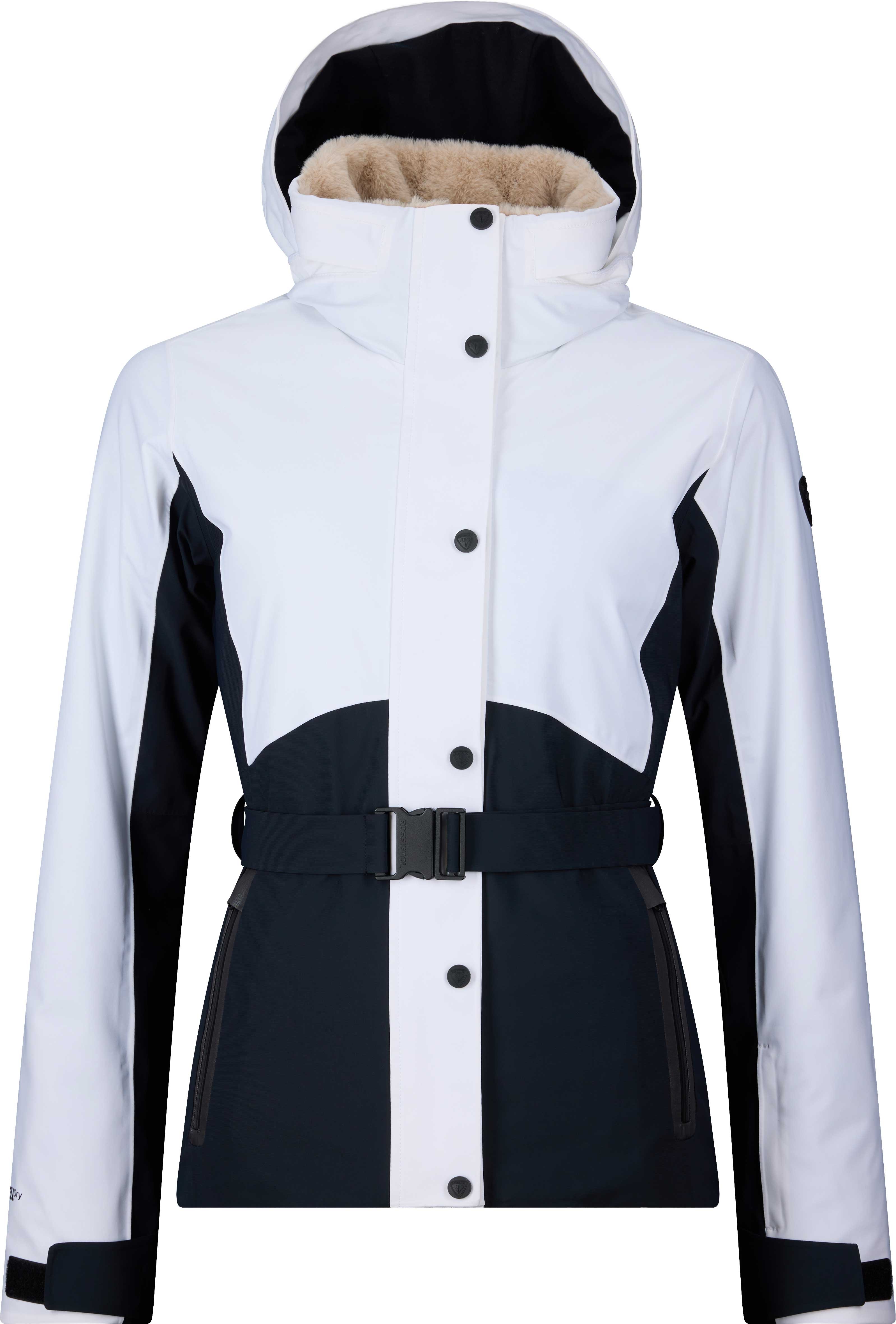 W Snowdazzle Belted Ski Jacket Black/White + Rossignol