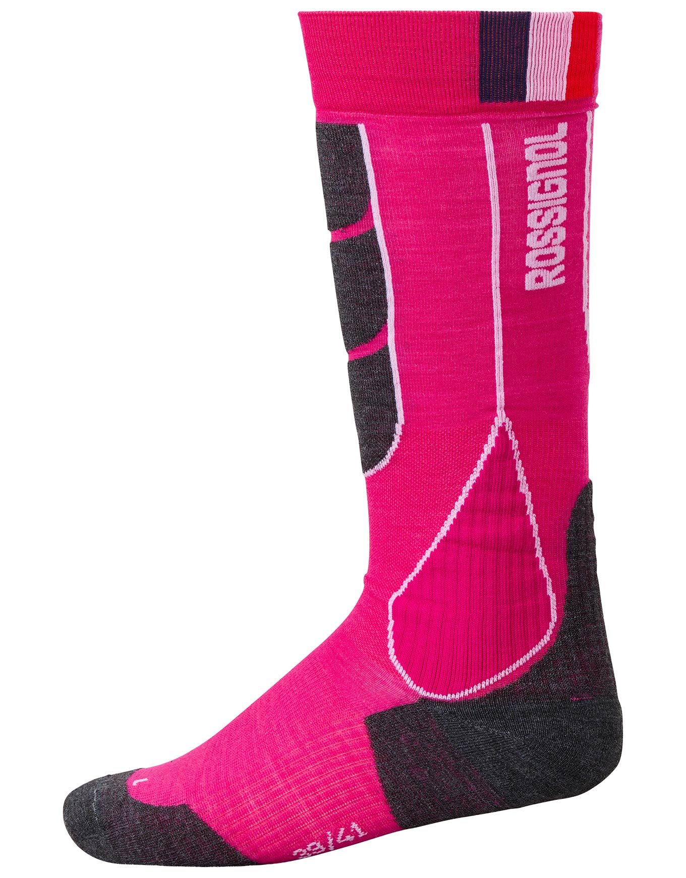 W Intermediate Ski Socks Electric Fuchsia + Rossignol