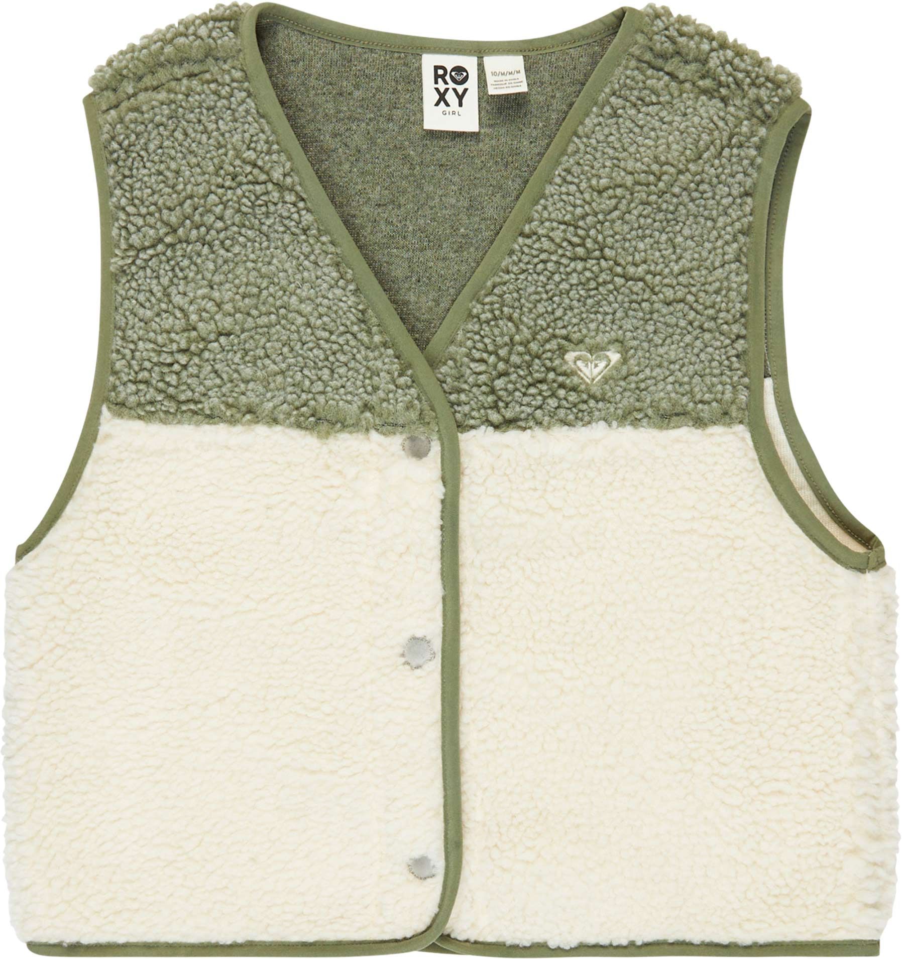 Iconic Color Block Fleece Vest Oil Green + Roxy