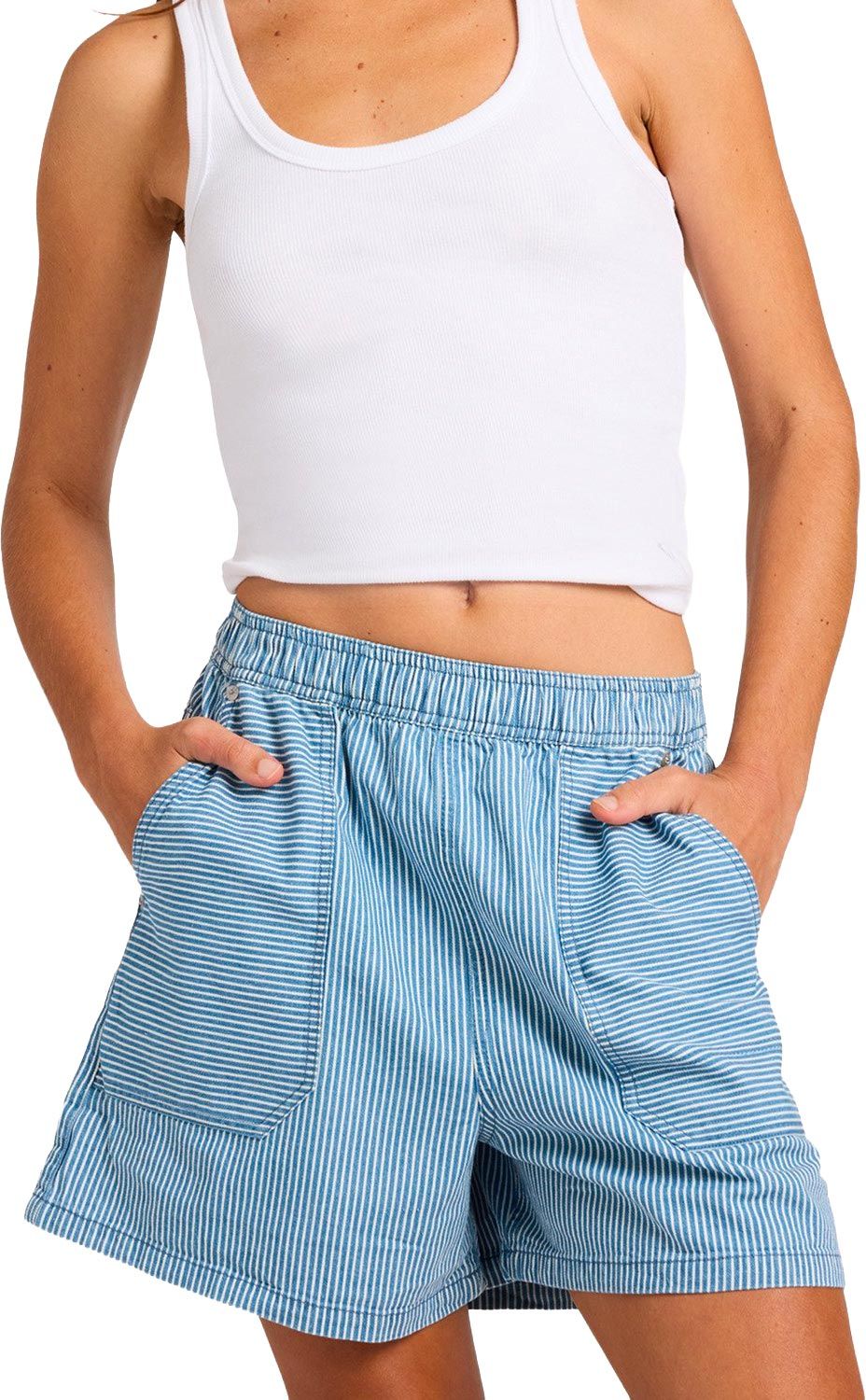 Stay Wavy Mid Short Coconut Milk Denim Stripe + Roxy
