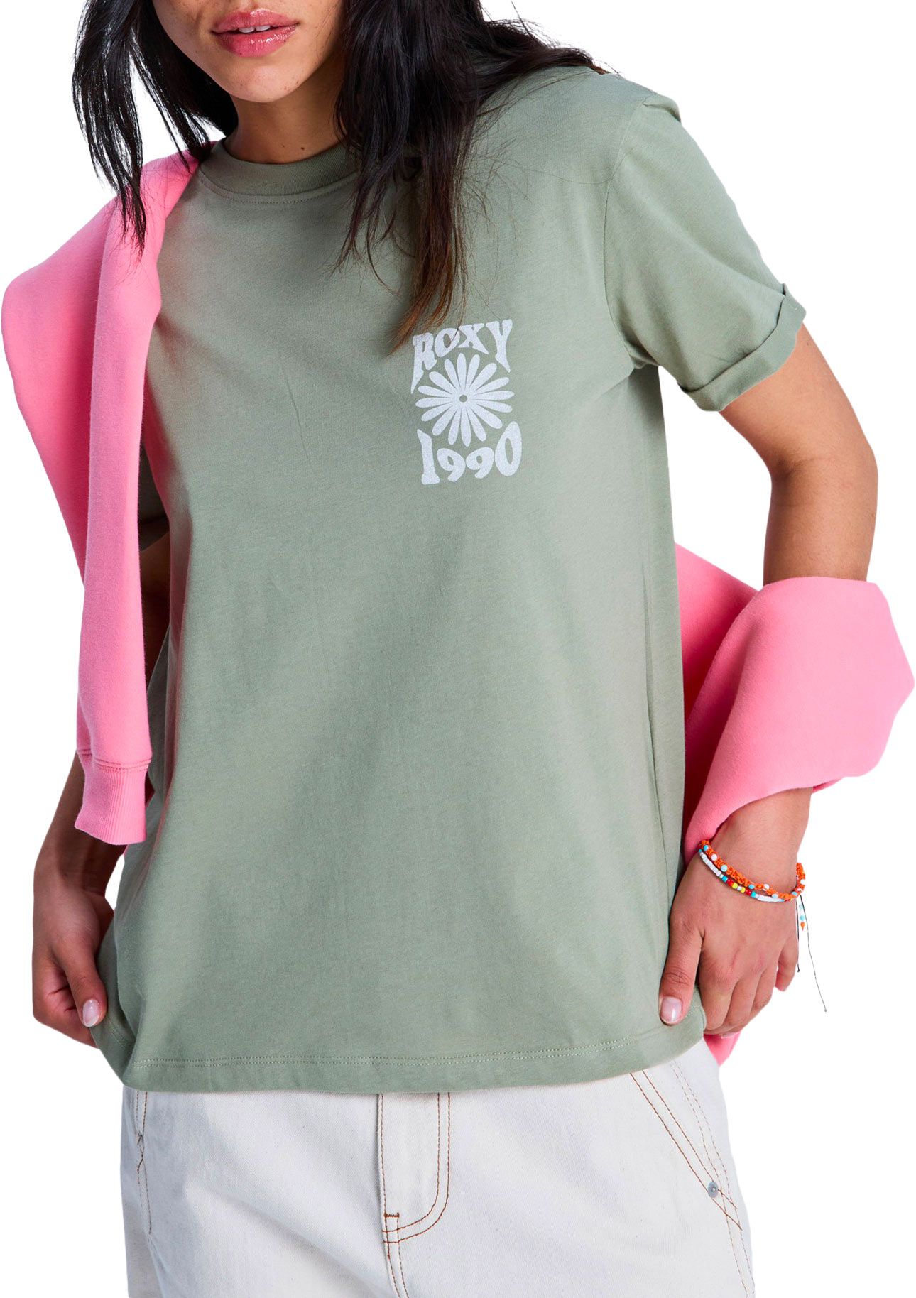 Ocean Regular FB SS Tee Oil Green + Roxy