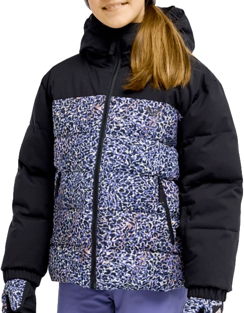 Snowyhill Printed Puffy Girl Jacket True Black Wildin Out Rg + Roxy