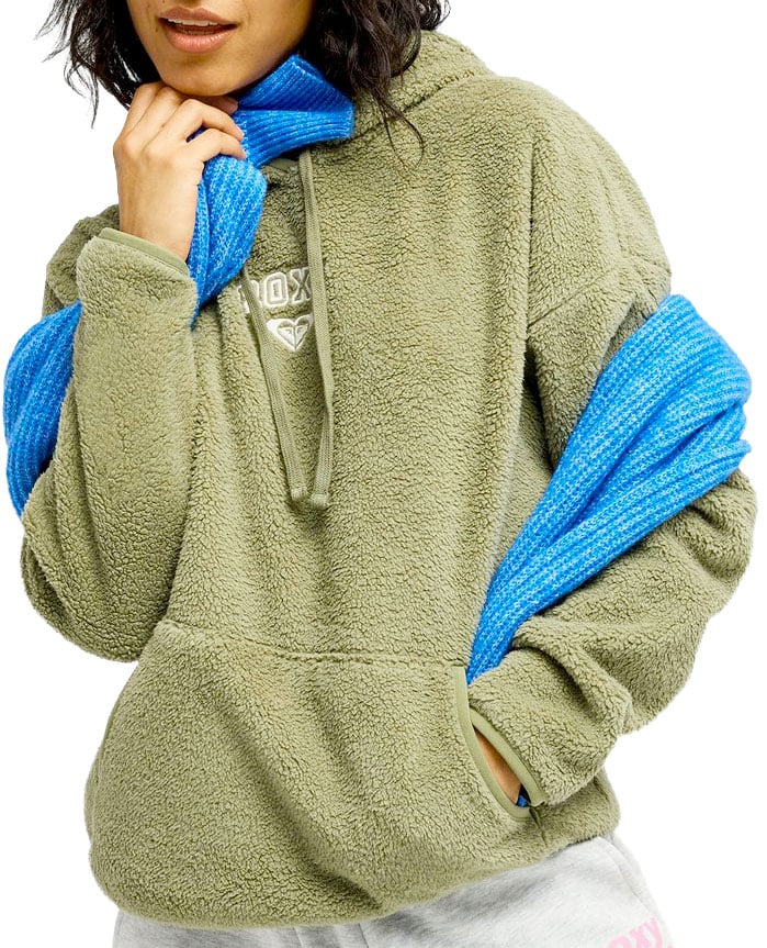 Cool Calling Polar Fleece Pullover Oil Green + Roxy
