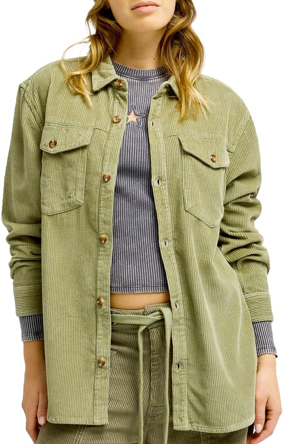 Let It Go Cord Shirt Oil Green + Roxy