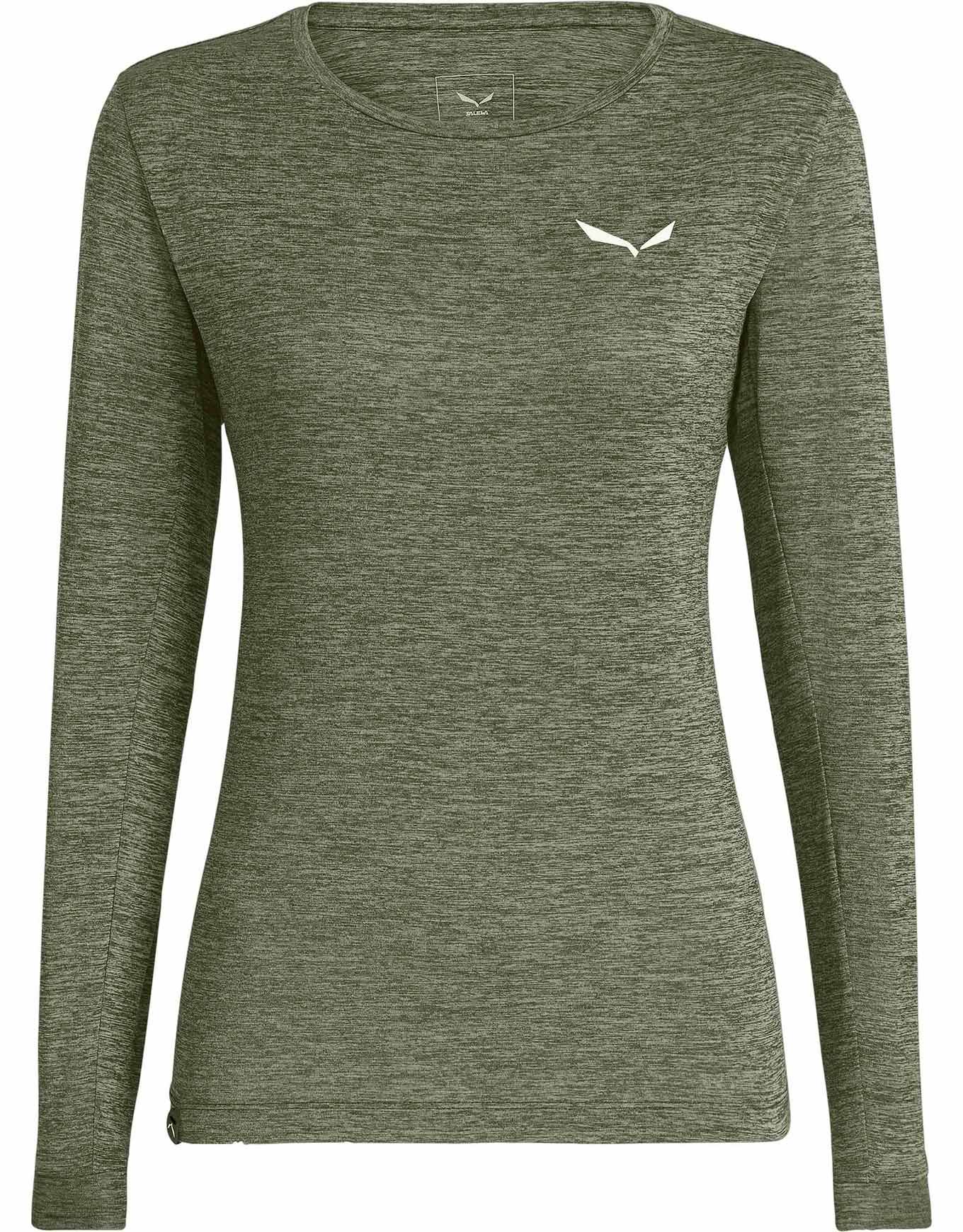 Puez Melange Dry W L/S Tee Faded Green Melange + Salewa