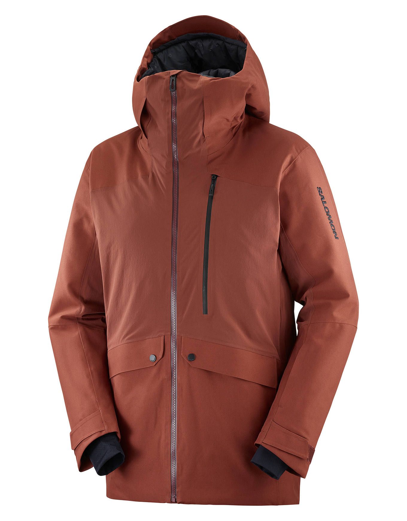 Salomon Untracked Jkt M Madder Brown Deep Black Ski Jackets Snowleader