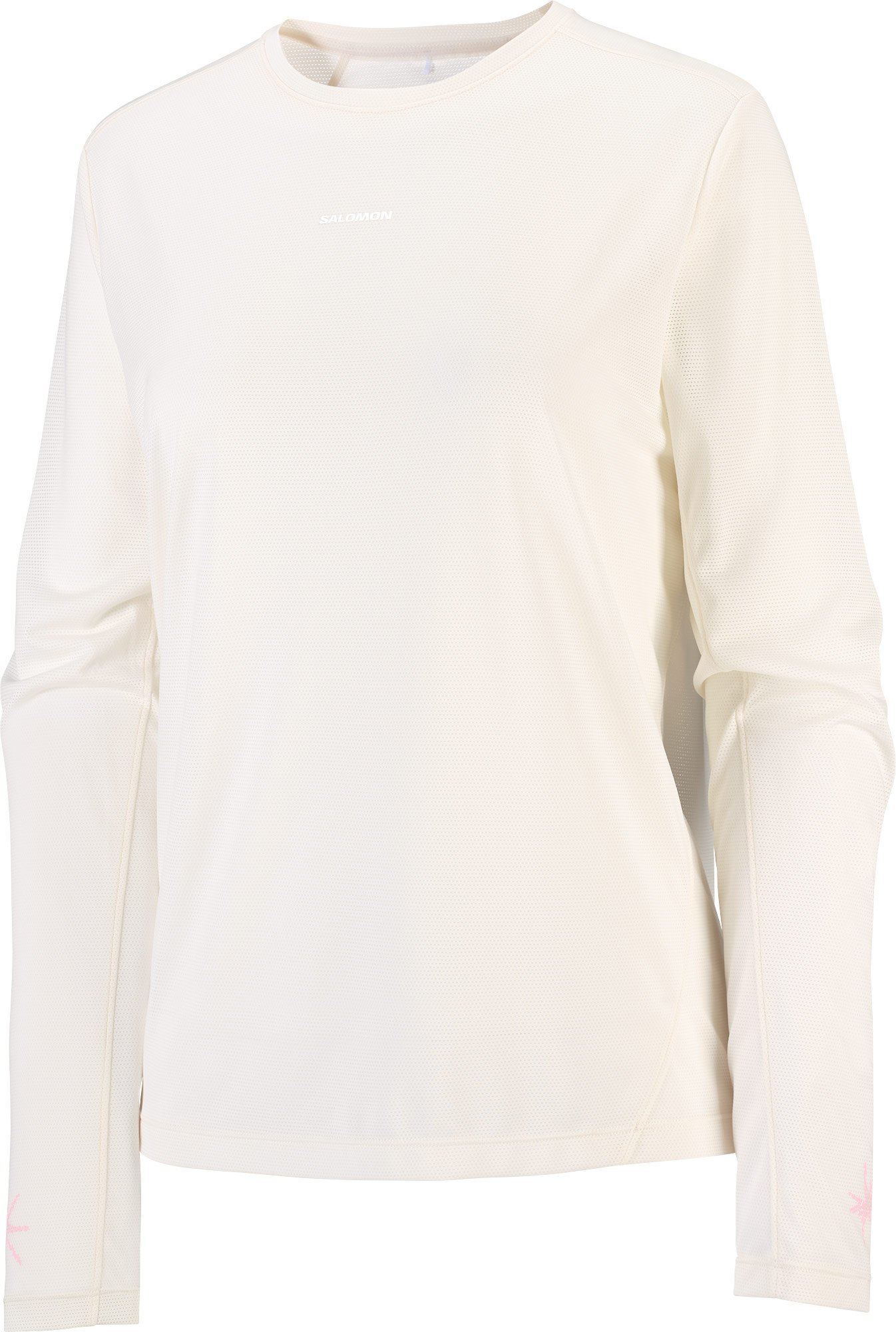 Shkout Core LS Tee GFX W Whisper White Pink Frosting Icy Pink + Salomon